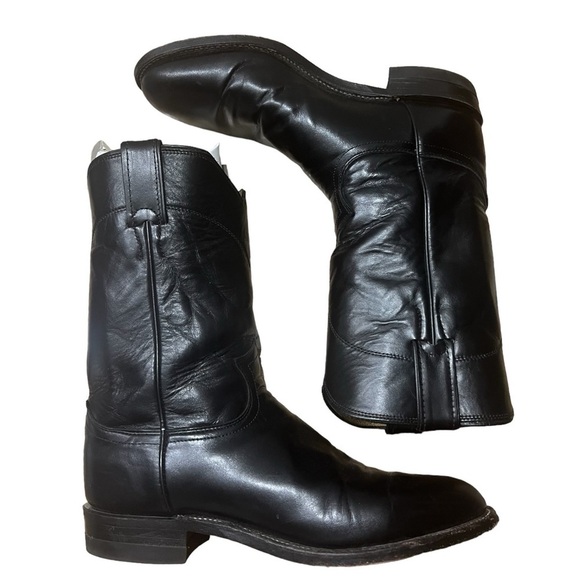 JUSTIN BOOTS Jackson 10" Roper Boot in Black Size 7.5 — CLOSET STAPLE!!! - Picture 1 of 7